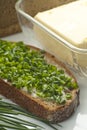 Bread butter and chives Royalty Free Stock Photo