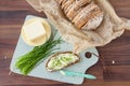 Bread with butter and chives Royalty Free Stock Photo