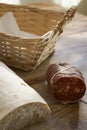 Bread and calabrese fiery soppressata Royalty Free Stock Photo