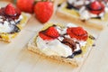 Bread and canape with strawberry topping