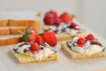 Bread and canape with strawberry topping
