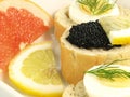 Bread with caviar, closeup Royalty Free Stock Photo