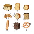 bread character set cartoon vector illustration