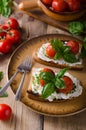 Bread cheese spread baked tomato Royalty Free Stock Photo
