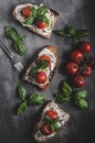 Bread cheese spread baked tomato Royalty Free Stock Photo