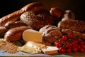 Bread, cheese and tomatoes Royalty Free Stock Photo