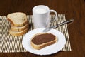 Bread with chocolate spread Royalty Free Stock Photo
