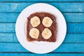 Bread with chocolate spread and banana Royalty Free Stock Photo