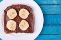 Bread with chocolate spread and banana Royalty Free Stock Photo