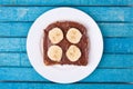 Bread with chocolate spread and banana Royalty Free Stock Photo
