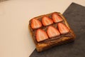 Bread with chocolate and strawberries