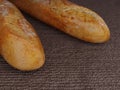 Bread closeup composition traditional baguette and loaf bakery product