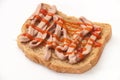 Bread coated with pate and ketchup Royalty Free Stock Photo