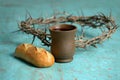 Bread, Crown and Crown of Thorns Royalty Free Stock Photo