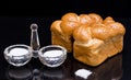 Bread with crystal salt Container Royalty Free Stock Photo