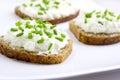 Bread with curd cheese and chives Royalty Free Stock Photo