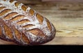 Bread with a curly crisp on the counter bakery