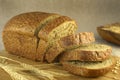 Bread cut on a blurry background Royalty Free Stock Photo