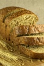 Bread cut on a blurry background Royalty Free Stock Photo