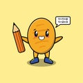 Bread cute cartoon clever student with pencil