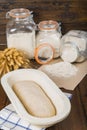 Bread dough in the fermentation basket Royalty Free Stock Photo