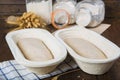 Bread dough in the fermentation basket Royalty Free Stock Photo