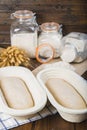 Bread dough in the fermentation basket Royalty Free Stock Photo