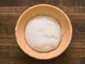 Bread dough in proofing basket Royalty Free Stock Photo