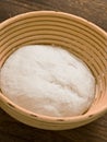 Bread dough in proofing basket Royalty Free Stock Photo