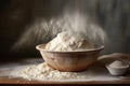 bread dough rising in a bowl with flour-dusted surface Royalty Free Stock Photo