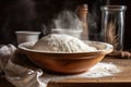 bread dough rising in a bowl with flour-dusted surface Royalty Free Stock Photo