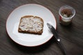 Bread and dripping or crackling fat or lard with greaves called Schmalzbrot in Germany