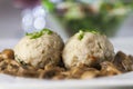Bread dumpling with mushrooms Royalty Free Stock Photo