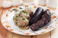 Bread dumplings with blood sausage