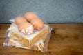 Bread and egg in plastic bag Royalty Free Stock Photo