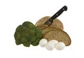 Bread, eggs and broccoli Royalty Free Stock Photo