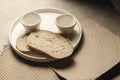 Bread on an empty plate Royalty Free Stock Photo
