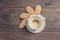 Bread and empy coffee cup.