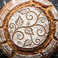 Bread features intricate, symmetrical patterns etched into its Royalty Free Stock Photo