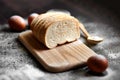 Bread, flour, eggs and cherry tomatoes. Royalty Free Stock Photo