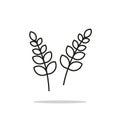 Simple ouline vector leaf stalk Royalty Free Stock Photo