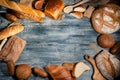 Bread frame on dark background with copy place Royalty Free Stock Photo