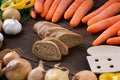 Bread with fresh vegetables on the table Royalty Free Stock Photo