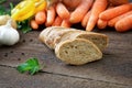 Bread with fresh vegetables on the table Royalty Free Stock Photo
