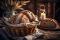 Bread Freshly Baked On Country Side - Generative AI