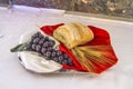 Bread and grapes on the altar to become the body and blood of jesus christ Royalty Free Stock Photo