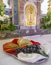 Bread and grapes on the altar to become the body and blood of jesus christ Royalty Free Stock Photo