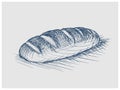 Bread hand drawn blue sketch raster