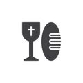 Bread and holy wine cup vector icon Royalty Free Stock Photo