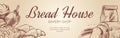 Bread House bakery banner template. Pastry shop logo design